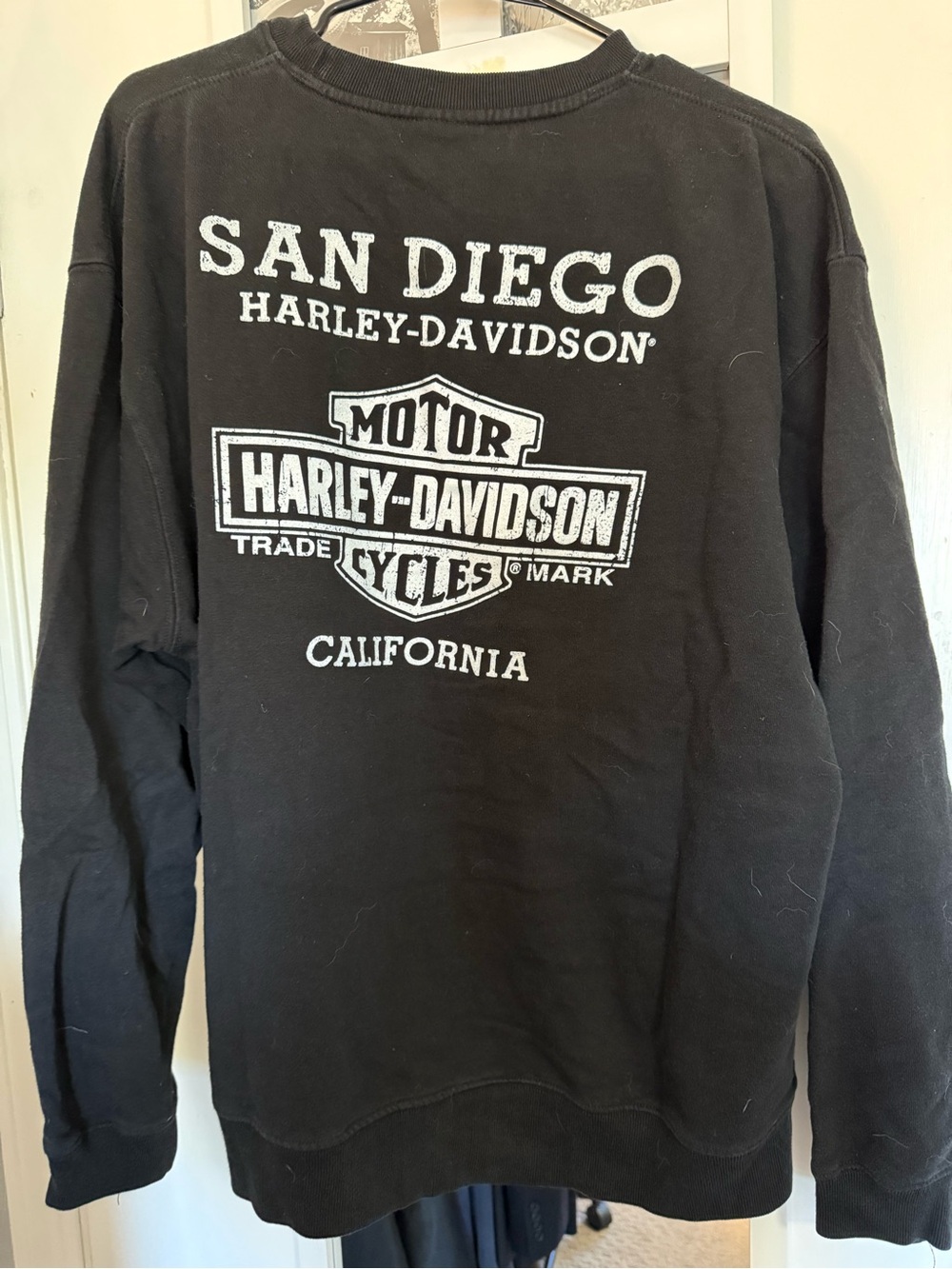 Harley-Davidson Black Crewneck Sweatshirt with Orange & White Logo - Picture 2 of 3